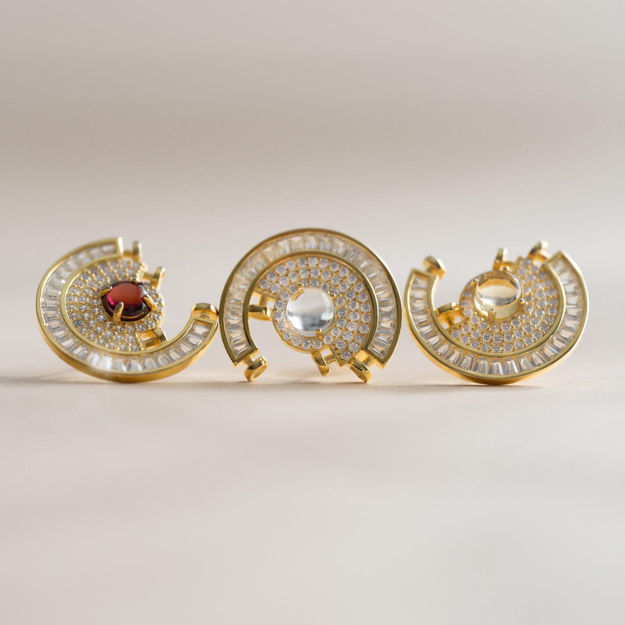 Kolczyki RUBI srebrne pozłacane - kryształ górski - ELORI Jewellery