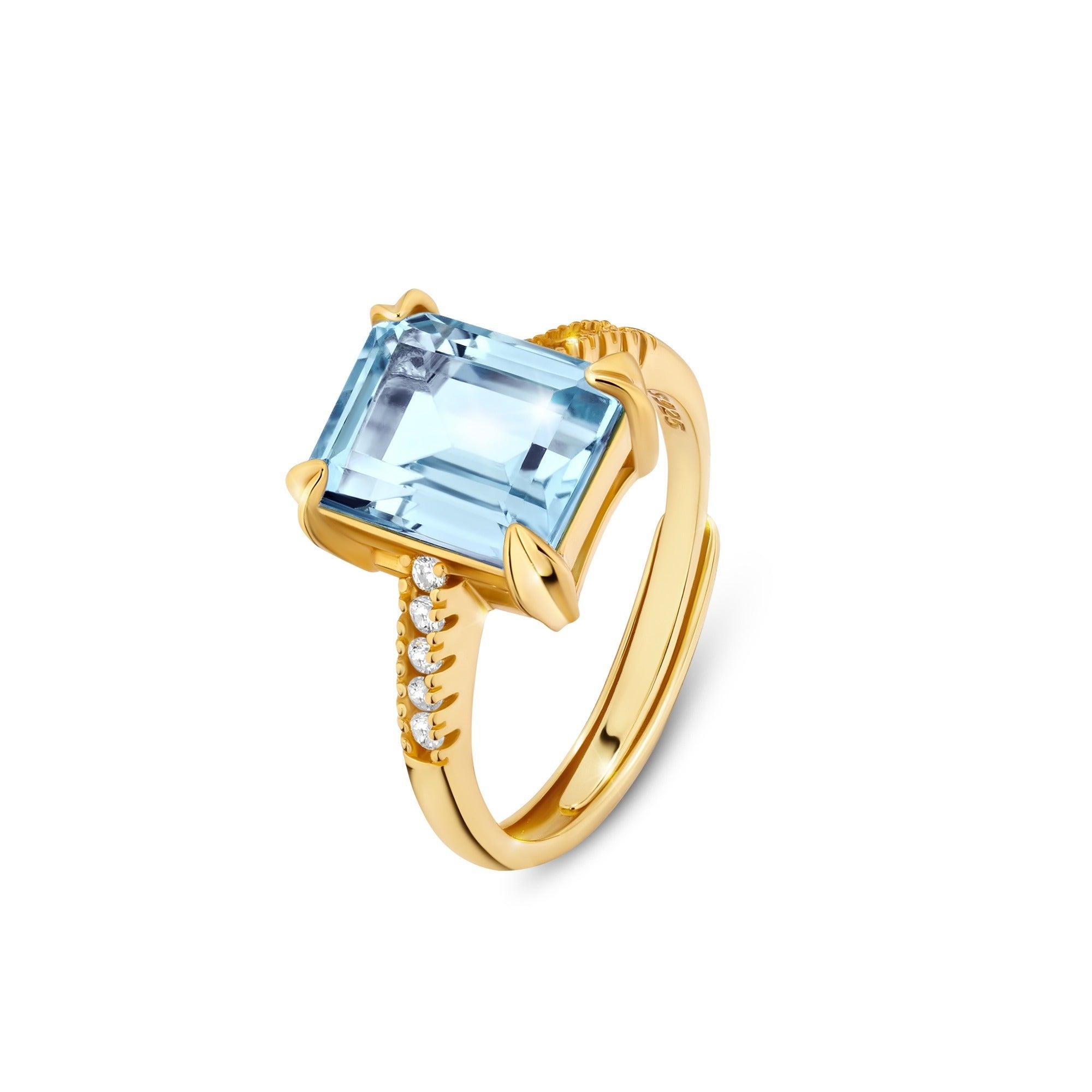 Pierścionek AURA srebrny pozłacany - topaz - ELORI Jewellery