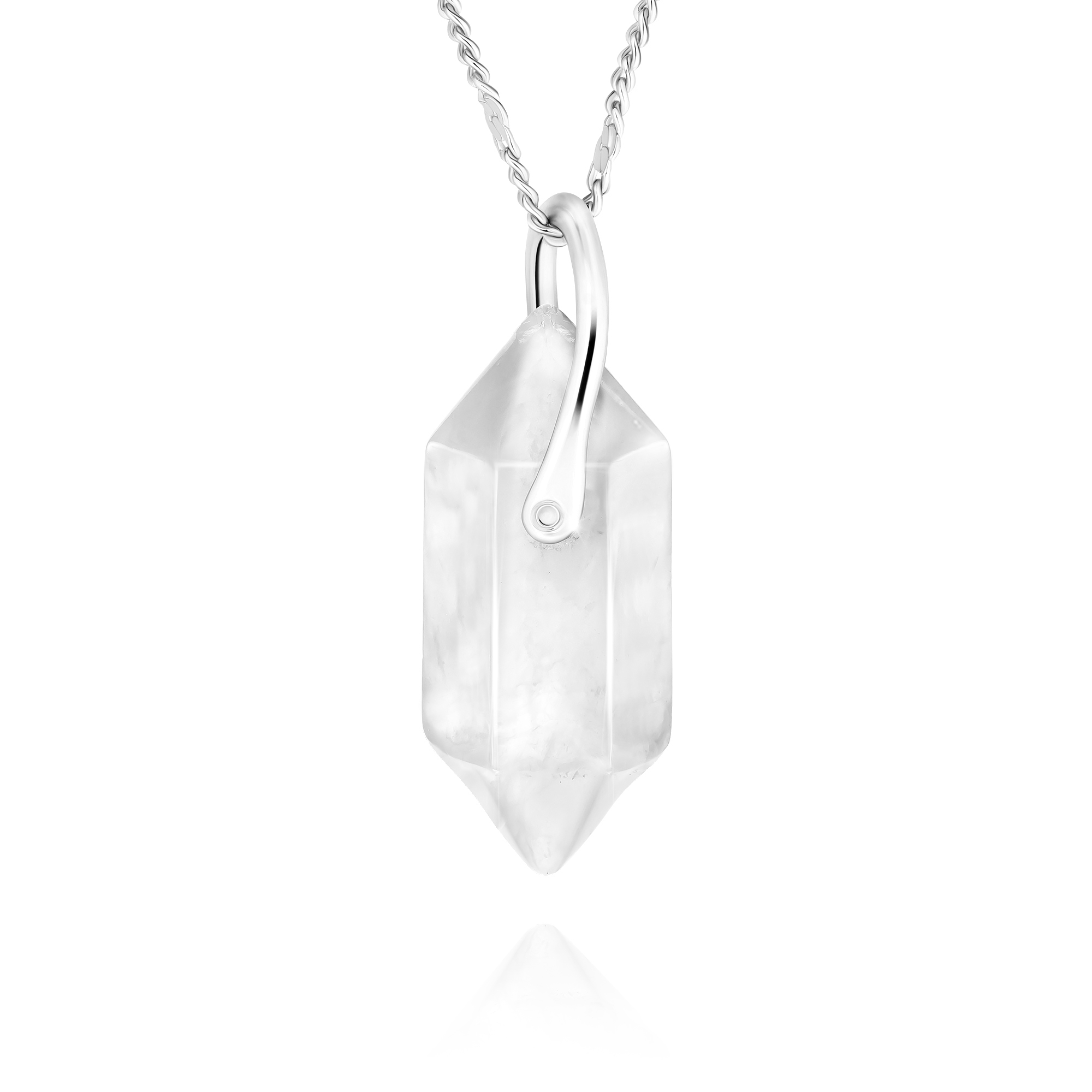 Naszyjnik WHITE CRYSTAL | SAUTÉ naturalny kryształ górski (kamień oczyszczający) - srebrny