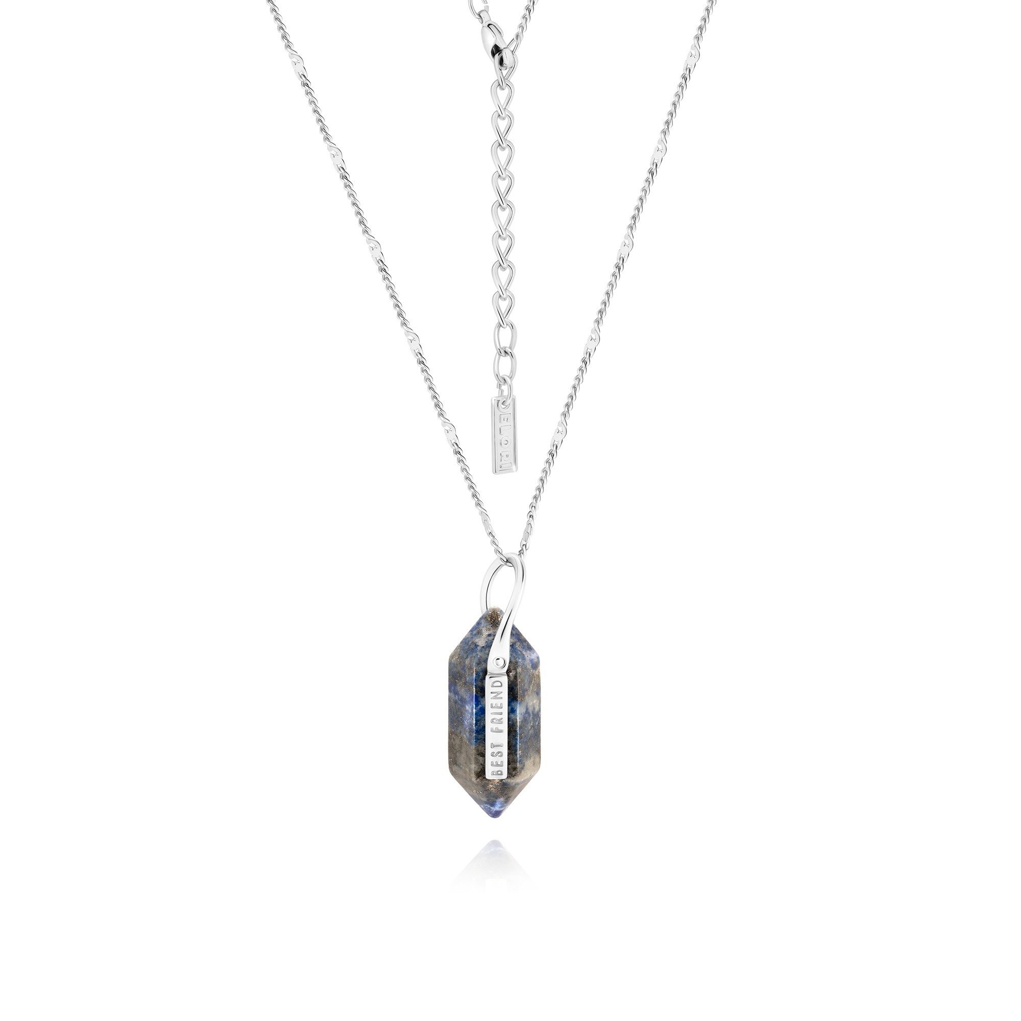 Naszyjnik BLUE CRYSTAL | BEST FRIEND naturalny lapis lazuli (kamień mądrości) - srebrny