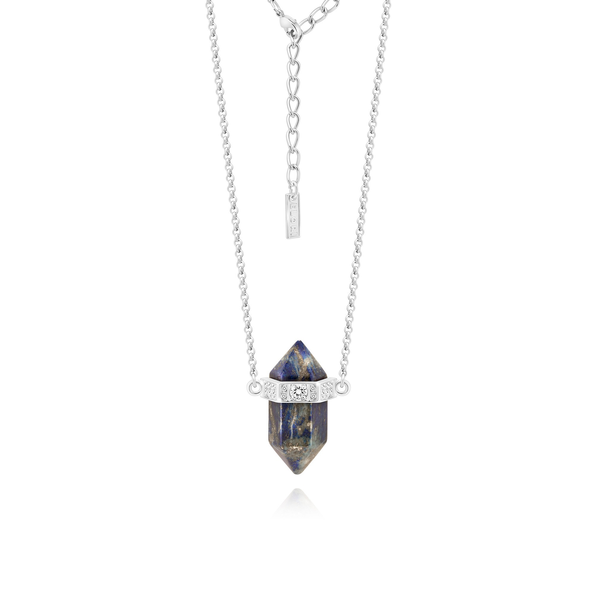 Naszyjnik BLUE CRYSTAL | PRINCESS naturalny lapis lazuli (kamień mądrości) - srebrny